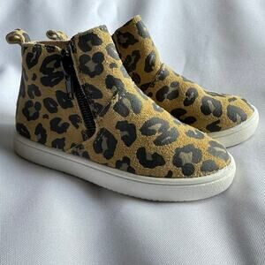 Boutique Girls Leopard Print Ankle Boots Size 18–24M Leather Neutral NEW